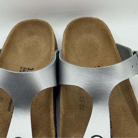 Birkenstock Silver and Tan Footbed Sandals - Picture 6 of 16